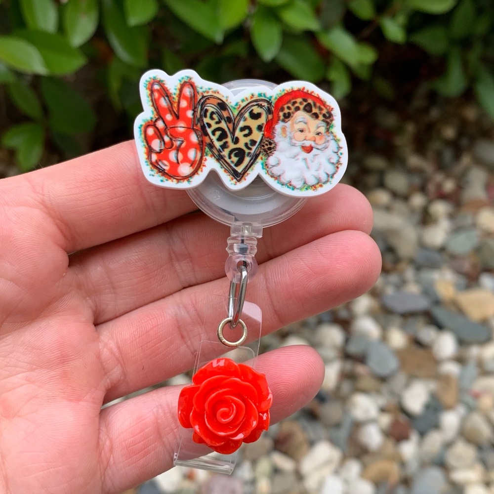 Peace Love Santa Badge Holder